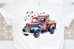 Patriotic Truck Sublimation PNG Clipart Product Image 3