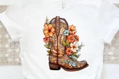 Western Floral Boots Sublimation PNG Clipart Product Image 3