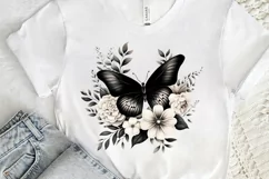 Floral Black Butterfly PNG Clipart Product Image 3