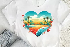 Retro Beach Heart Watercolor PNG Clipart Product Image 3