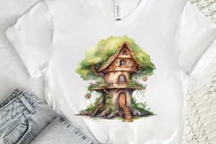 Fairy Tree House Watercolor PNG Clipart Product Image 3