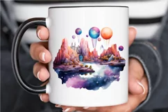 Watercolor Candy Planet Landscape PNG Clipart Product Image 3