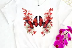 Floral Red Butterfly Couple PNG Clipart Product Image 3