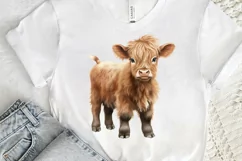 Baby Highland Cow Illustrations PNG Clipart Product Image 3