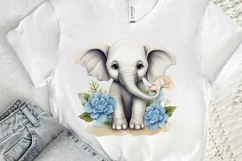 Flower Baby Elephant Sublimation PNG Clipart Product Image 3