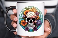 Flower Skull Stained Glass Sublimation PNG Clipart Product Image 3