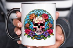 Flower Skull Stained Glass Sublimation PNG Clipart Product Image 3