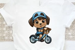 Puppy Riding Bike Sublimation PNG Clipart Product Image 3