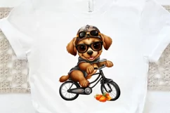 Puppy Riding Bike Sublimation PNG Clipart Product Image 3