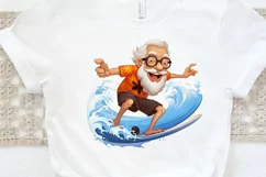 Funny Grandpa Surfing PNG Clipart Product Image 3