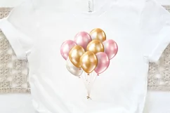 Gold Chrome and Pink Balloons PNG Clipart Product Image 2