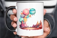Watercolor Candy Planet Landscape PNG Clipart Product Image 3