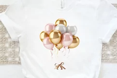 Gold Chrome and Pink Balloons PNG Clipart Product Image 3