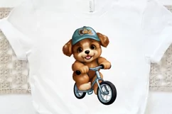 Puppy Riding Bike Sublimation PNG Clipart Product Image 3