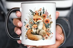 Watercolor Cute Mom And Baby Fox PNG Clipart Product Image 3