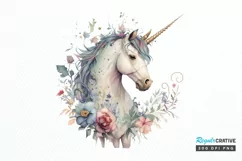 Watercolor Cute Unicorn PNG Clipart Product Image 1