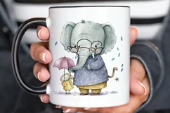 Watercolor Cute Elephant Grandma png clipart Product Image 3