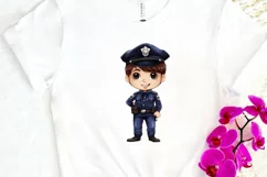 Cute Police Officer Boy PNG Clipart Product Image 3