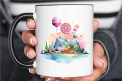 Watercolor Candy Planet Landscape PNG Clipart Product Image 3