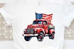 Patriotic Truck Sublimation PNG Clipart Product Image 3