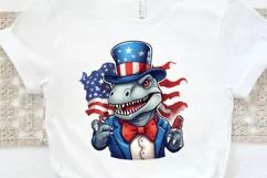 Funny 4th of July T-rex Sublimation PNG Clipart Product Image 3