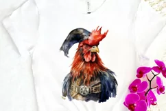 Rooster Pirate Watercolor Sublimation PNG Clipart Product Image 3