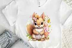 Cute Squirrel with Flowers PNG Clipart Product Image 3