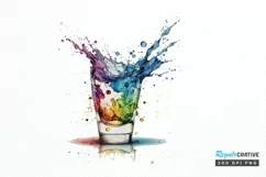Watercolor Shot Glass PNG Clipart Product Image 1