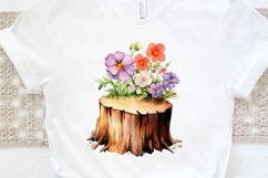 Flower Wooden Stump Watercolor Sublimation PNG Clipart Product Image 3
