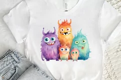 Cute Monster Family Watercolor PNG Clipart Product Image 3