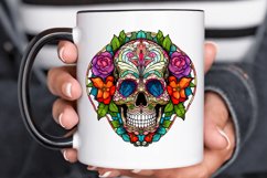 Flower Skull Stained Glass Sublimation PNG Clipart Product Image 3