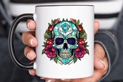 Flower Skull Stained Glass Sublimation PNG Clipart Product Image 3