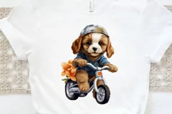 Puppy Riding Bike Sublimation PNG Clipart Product Image 3
