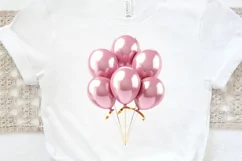 Gold Chrome and Pink Balloons PNG Clipart Product Image 2