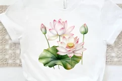 Lotus Flowers Watercolor Sublimation PNG Clipart Product Image 2