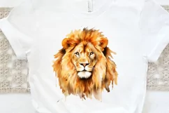Watercolor Lion Wall Art PNG Clipart Product Image 3