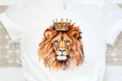 Watercolor King Lion Sublimation PNG Clipart Product Image 3