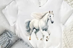 Beautiful White Horse Watercolo PNG Clipart Product Image 3