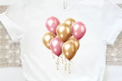 Gold Chrome and Pink Balloons PNG Clipart Product Image 2