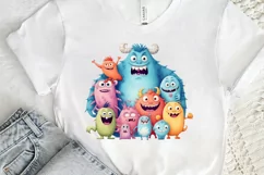 Cute Monster Family Watercolor PNG Clipart Product Image 3