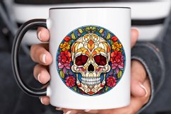 Flower Skull Stained Glass Sublimation PNG Clipart Product Image 3