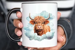 Cute Highland Cow Sublimation PNG Clipart Product Image 3