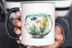 Watercolor Fish Bowl Tank PNG Clipart Product Image 3
