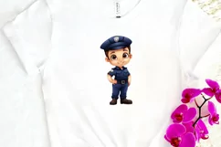 Cute Police Officer Boy PNG Clipart Product Image 3