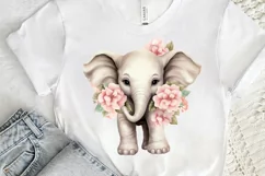 Flower Baby Elephant Sublimation PNG Clipart Product Image 3