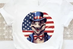 Funny 4th of July T-rex Sublimation PNG Clipart Product Image 3