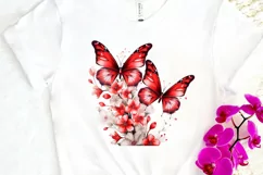 Floral Red Butterfly Couple PNG Clipart Product Image 3