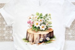 Flower Wooden Stump Watercolor Sublimation PNG Clipart Product Image 3