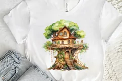Fairy Tree House Watercolor PNG Clipart Product Image 3