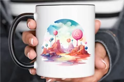 Watercolor Candy Planet Landscape PNG Clipart Product Image 3